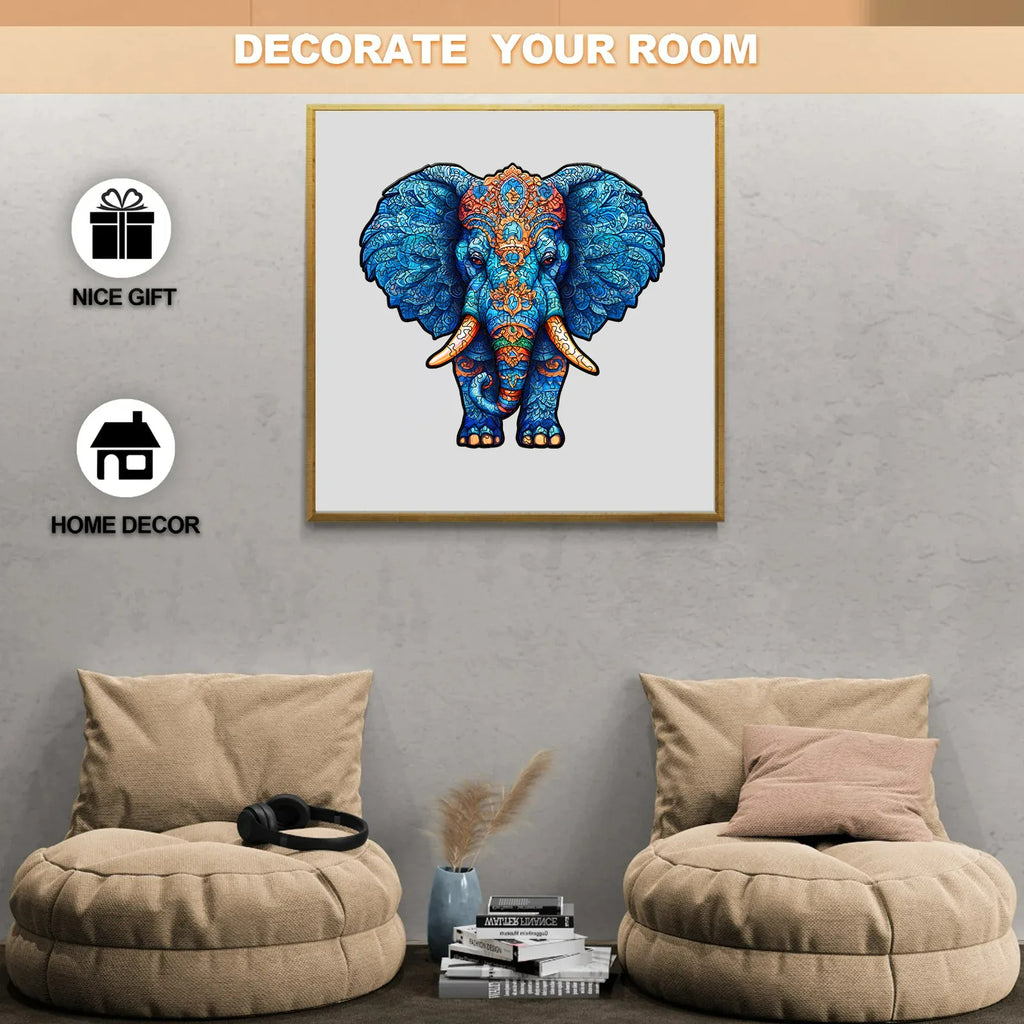 Glacier Blue Elephant - Wooden Jigsaw Puzzles - image 3