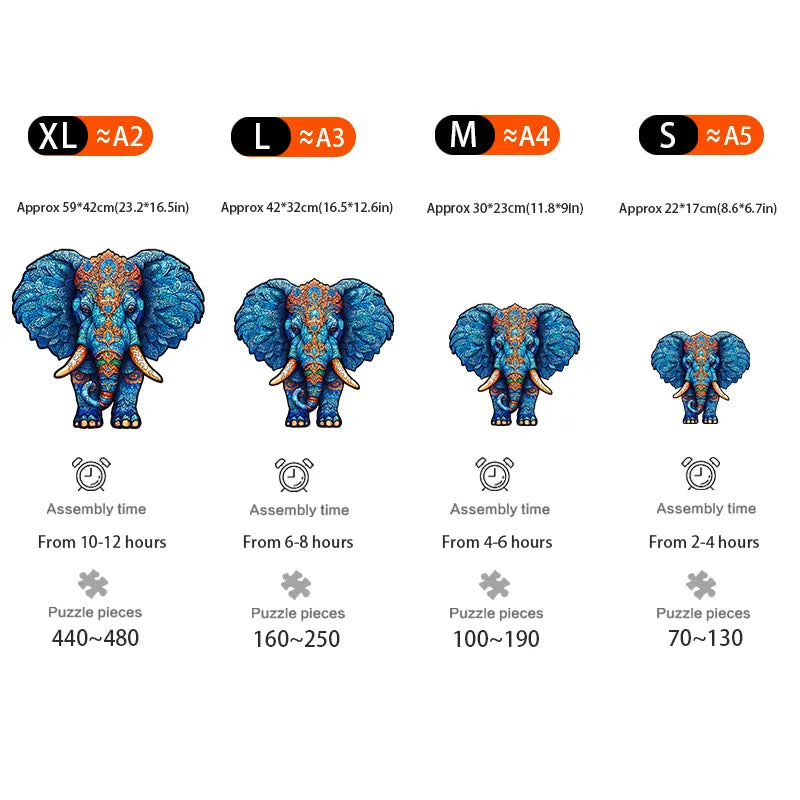 Glacier Blue Elephant - Wooden Jigsaw Puzzles - image 2