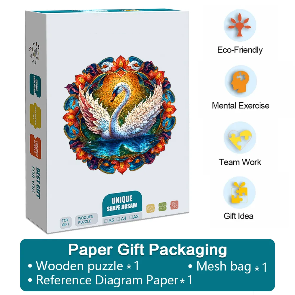 Swan Lake - Wooden Jigsaw Puzzles - A2 - Paper Gift Packaging - image 5