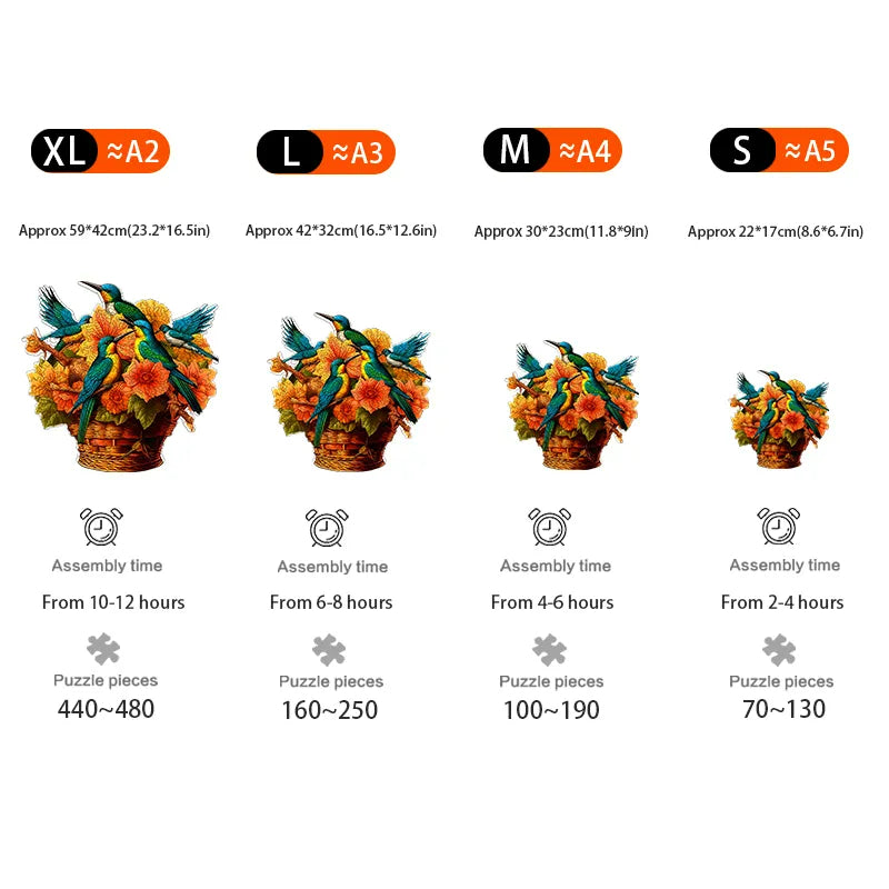 Bird's Nest Flower Basket - Wooden Jigsaw Puzzles - image 2