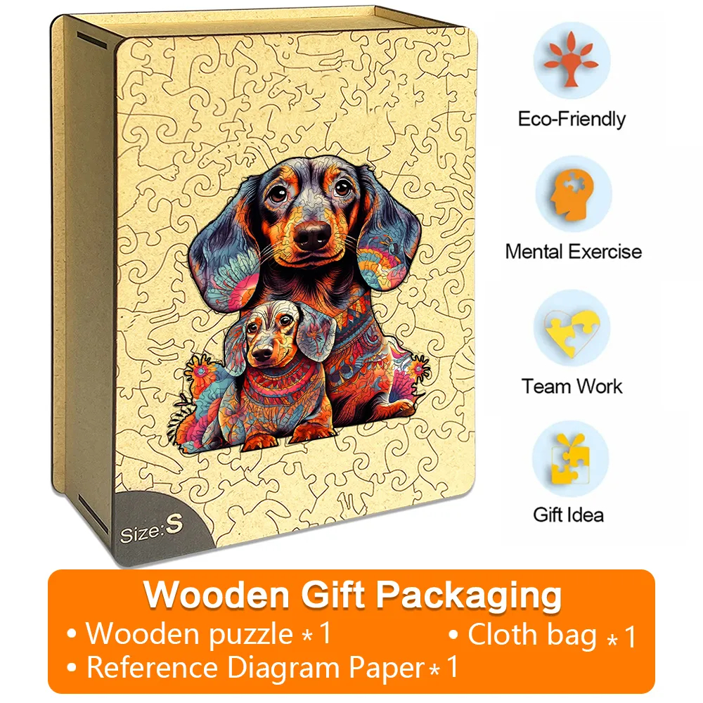 Two dogs - Wooden Jigsaw Puzzles - A2 - Wooden Gift Packaging - image 7