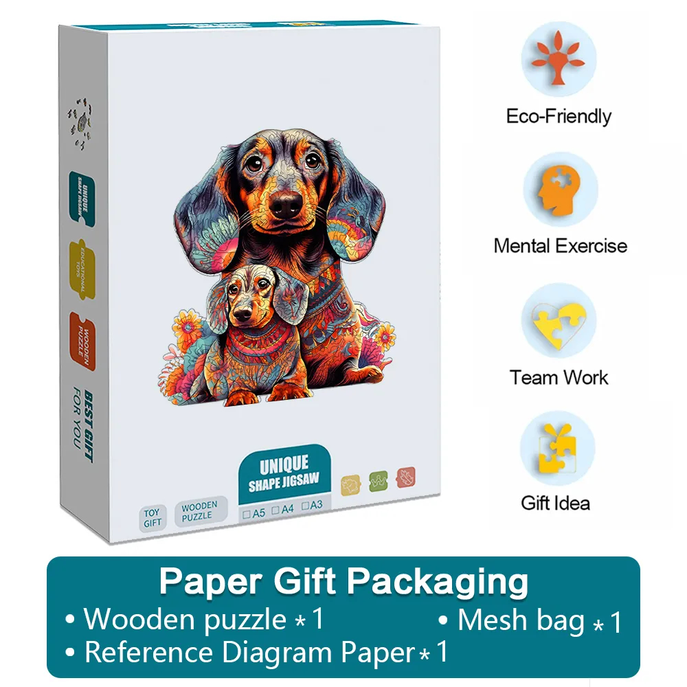 Two dogs - Wooden Jigsaw Puzzles - A2 - Paper Gift Packaging - image 6