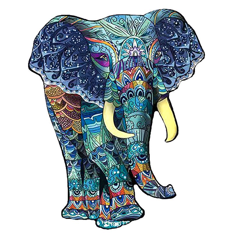 Blue Elephant - Wooden Jigsaw Puzzle - A3  - Wooden Gift Packaging - image 0