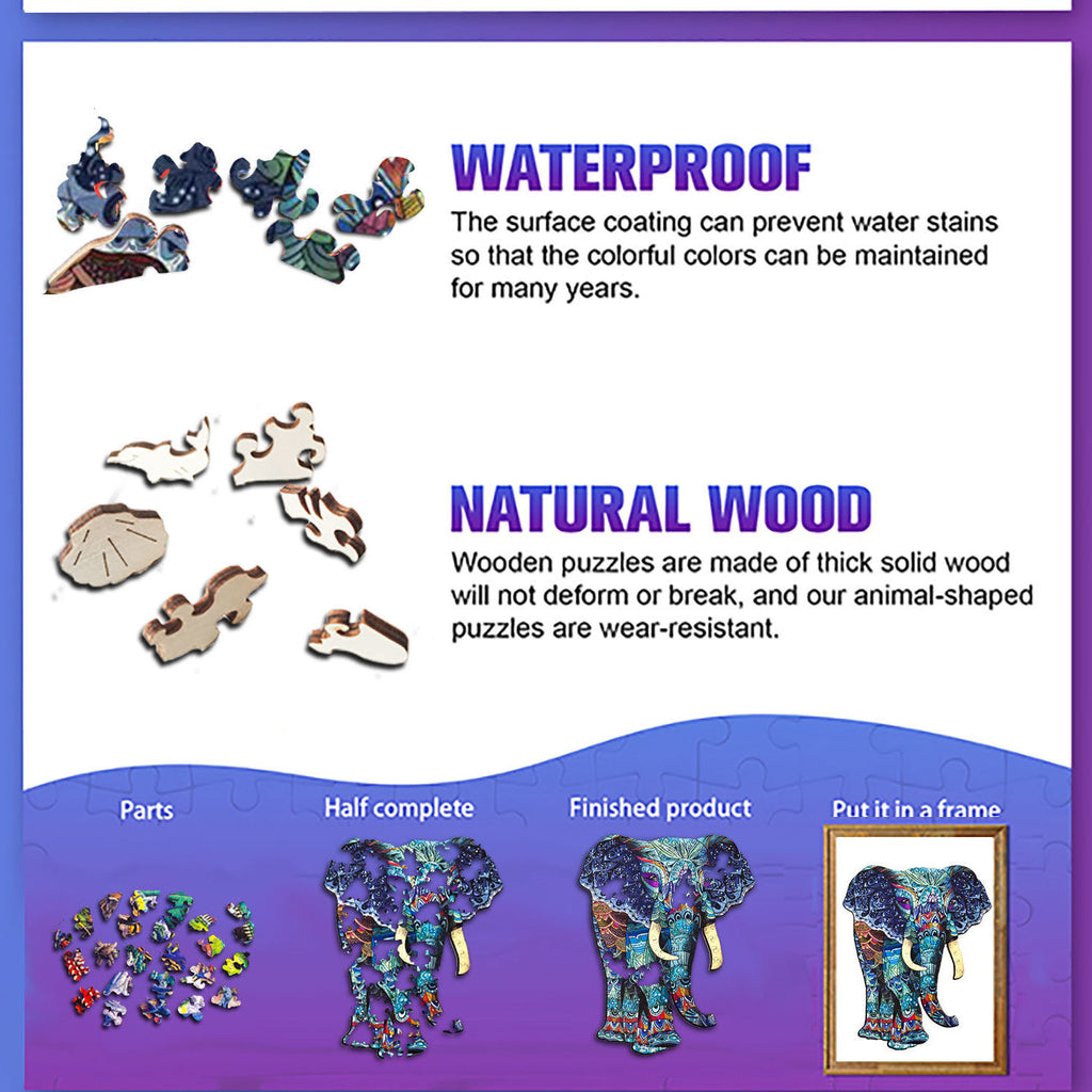 Blue Elephant - Wooden Jigsaw Puzzle - image 2