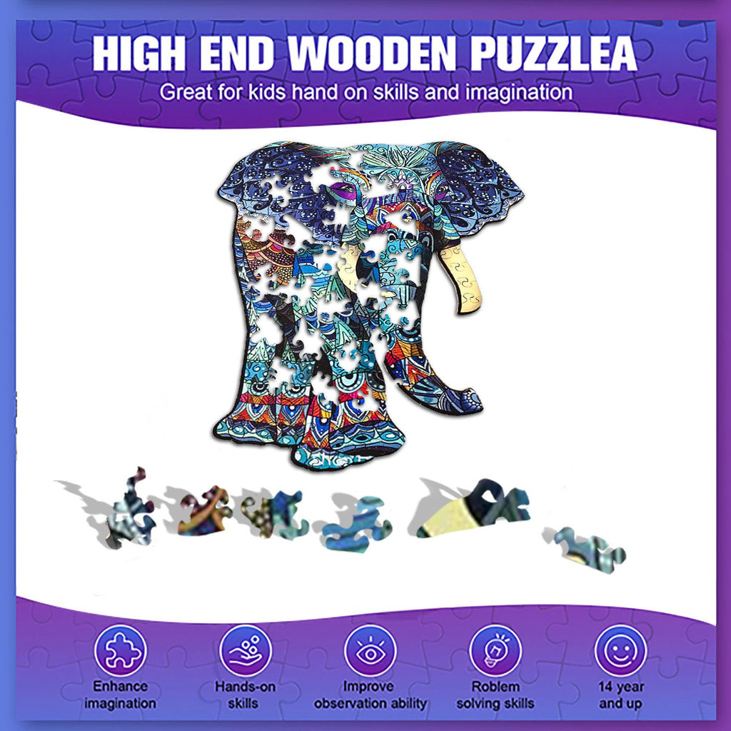 Blue Elephant - Wooden Jigsaw Puzzle - image 3