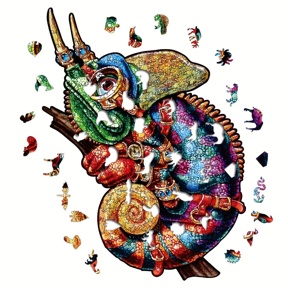 Colorful Chameleon - Wooden Jigsaw Puzzle - image 1