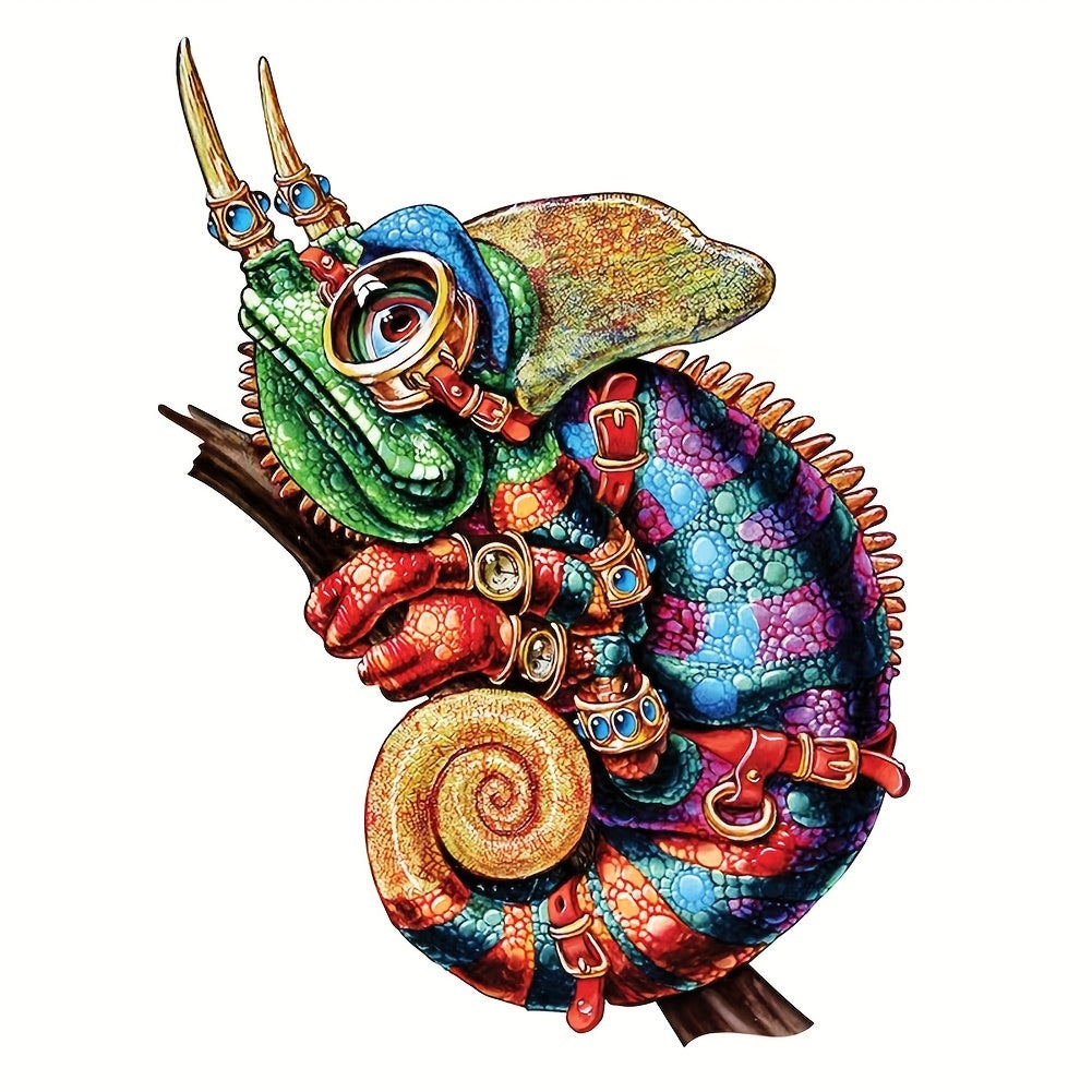 Colorful Chameleon - Wooden Jigsaw Puzzle - A3  - Wooden Gift Packaging - image 0