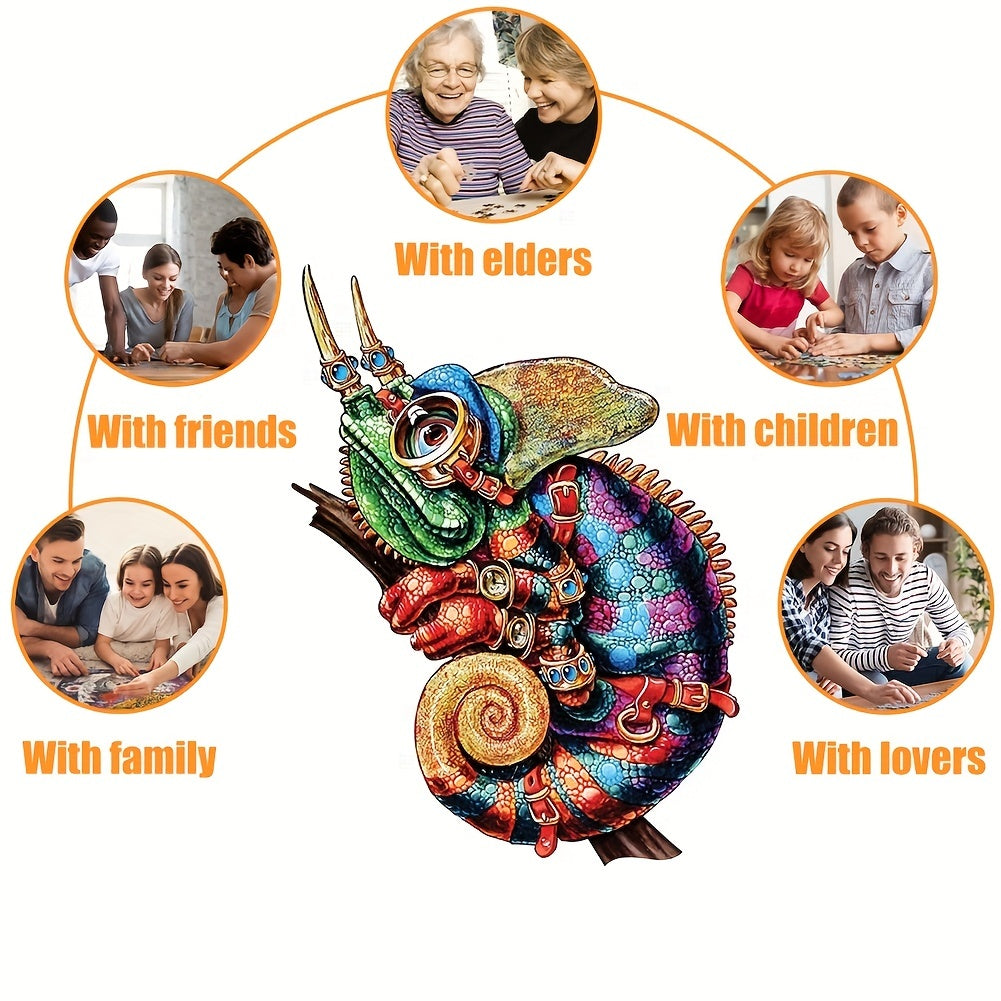 Colorful Chameleon - Wooden Jigsaw Puzzle - image 3