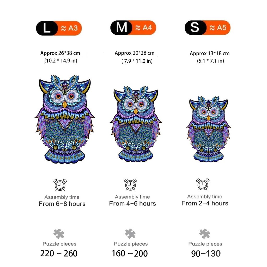 Unique Owl Design - Wooden Jigsaw Puzzle - image 1