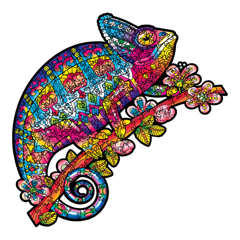 Curly Tail Floral Lizard - Wooden Jigsaw Puzzle - A3  - Wooden Gift Packaging - image 0
