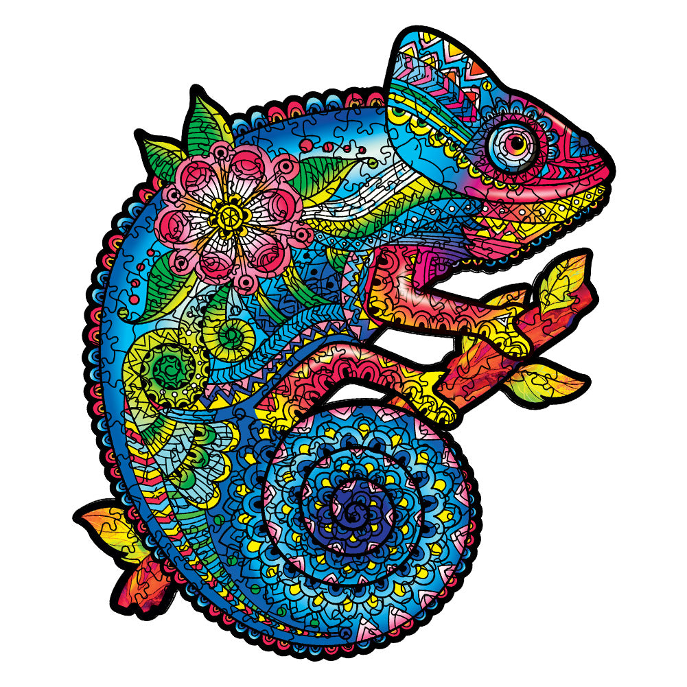 Veiled Chameleon ‘Blue Tail’ - Wooden Jigsaw Puzzle - A3  - Wooden Gift Packaging - image 0