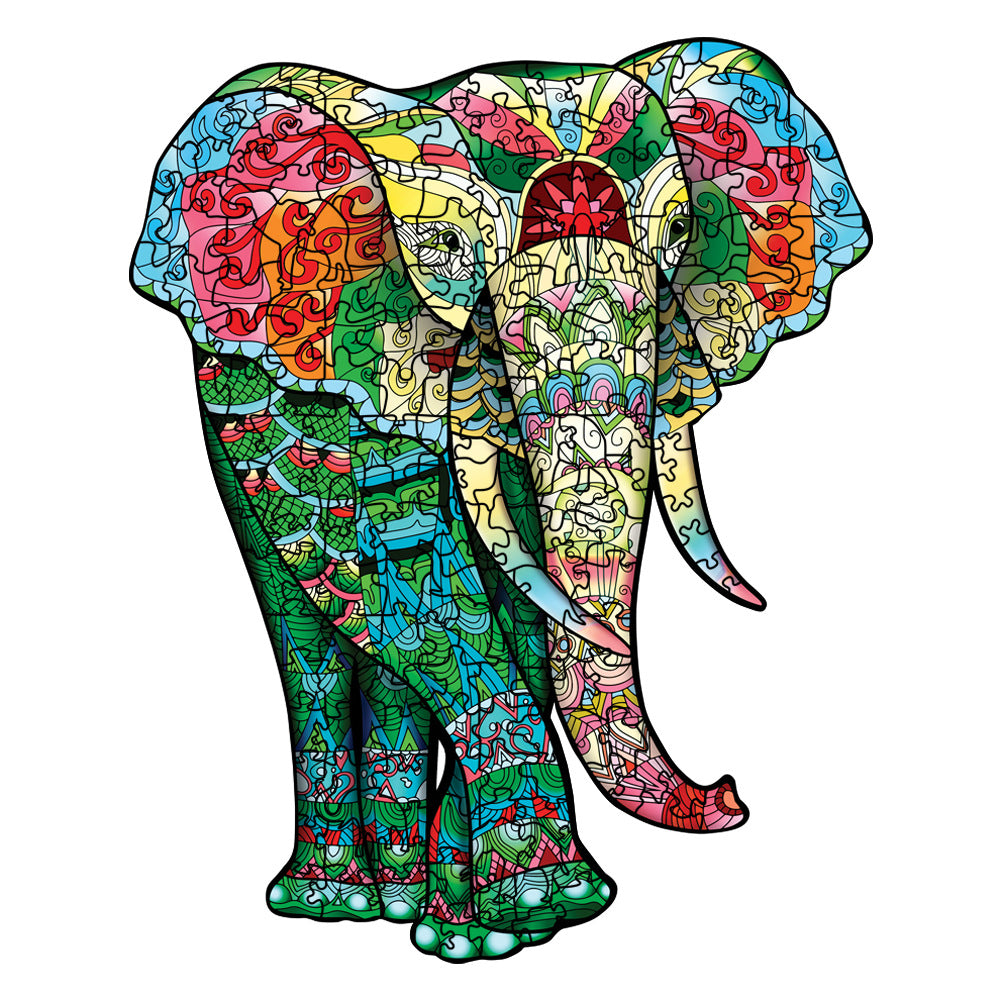 Colorful Elephant - Wooden Jigsaw Puzzle - A3  - Wooden Gift Packaging - image 0