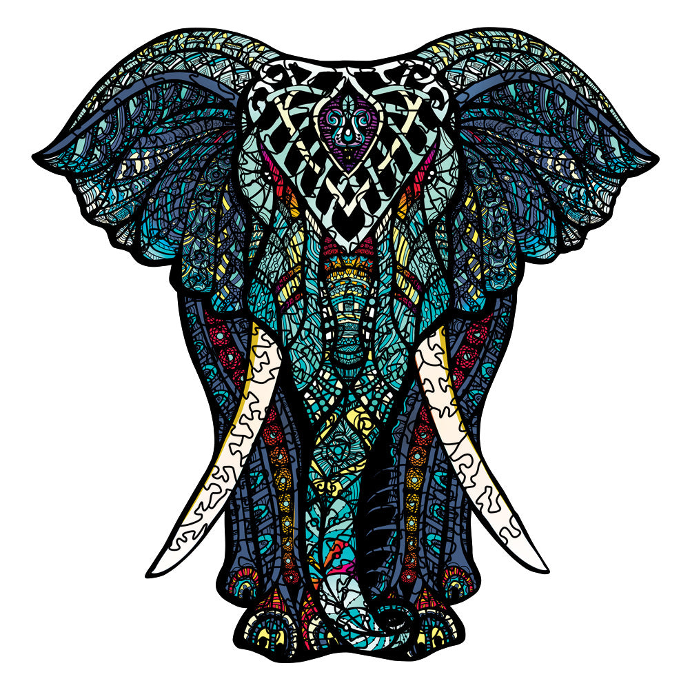 Vibrant Elephant - Wooden Jigsaw Puzzle - A3  - Wooden Gift Packaging - image 0