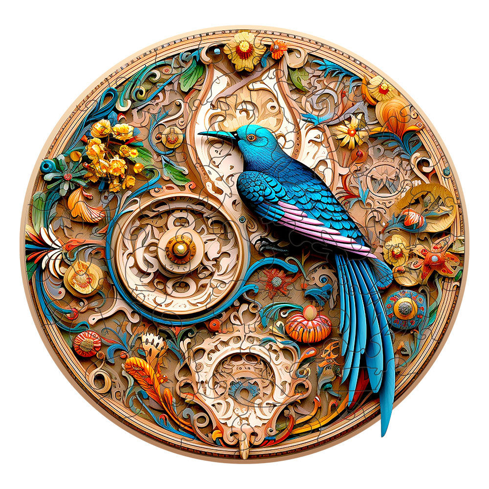 Enchanting Bird and Flowers - Wooden Jigsaw Puzzle - A3  - image 0