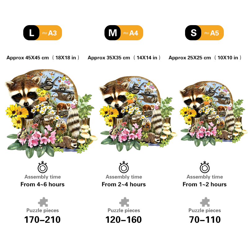 Raccoon ‘Flower Land’ - Wooden Jigsaw Puzzles - image 2