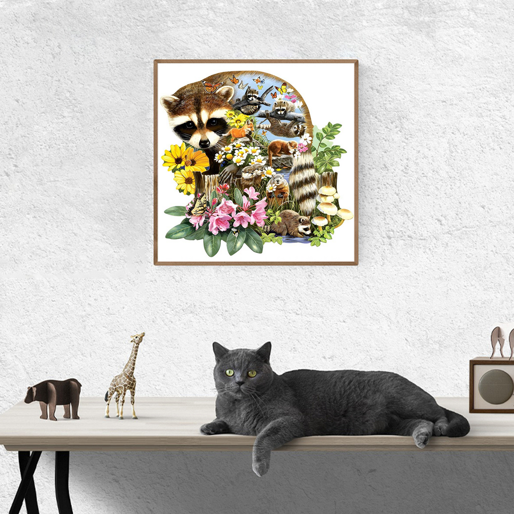 Raccoon ‘Flower Land’ - Wooden Jigsaw Puzzles - image 3