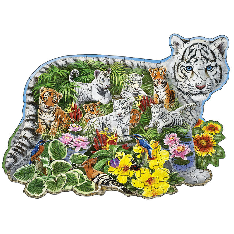 White Tiger ‘Forest Cat’ - Wooden Jigsaw Puzzles - A3  - image 0