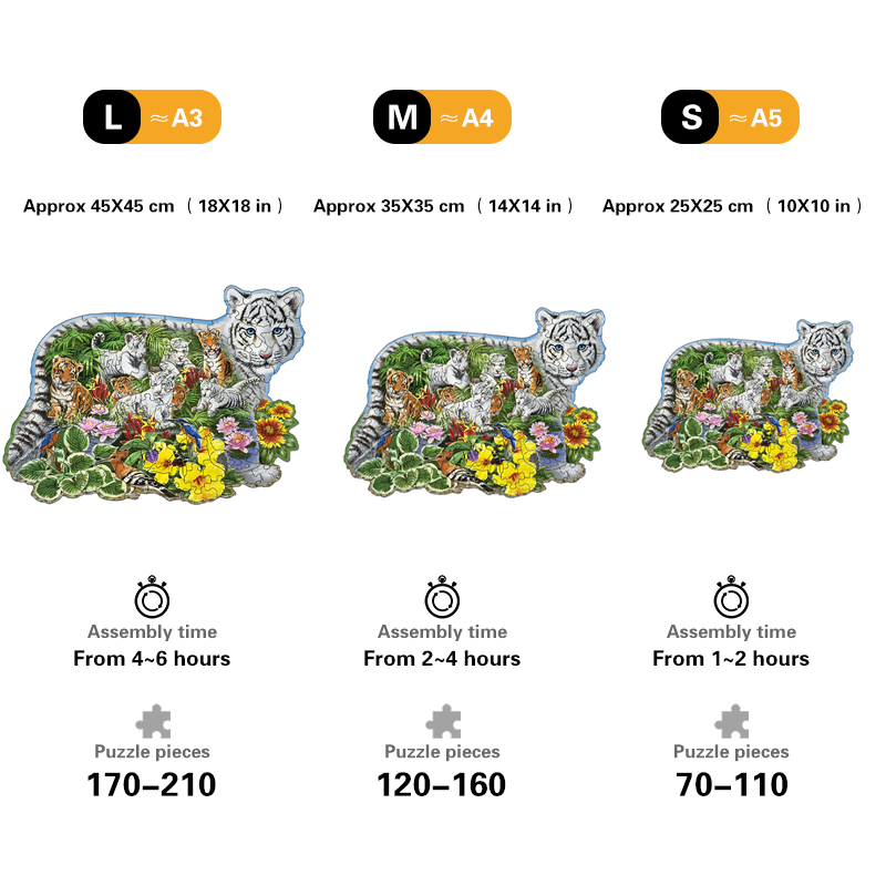 White Tiger ‘Forest Cat’ - Wooden Jigsaw Puzzles - image 1