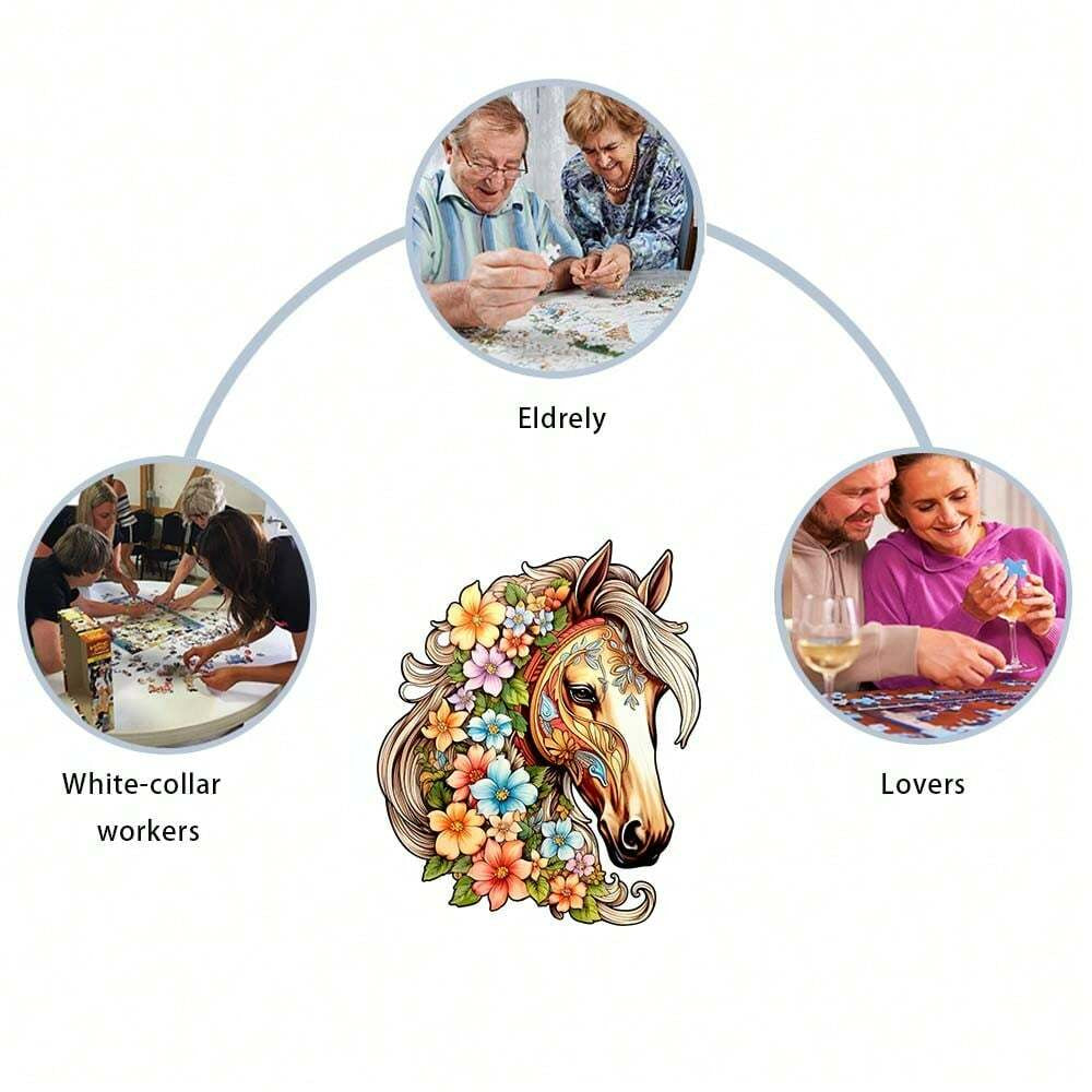 Flower With Horse - Wooden Jigsaw Puzzles - image 2