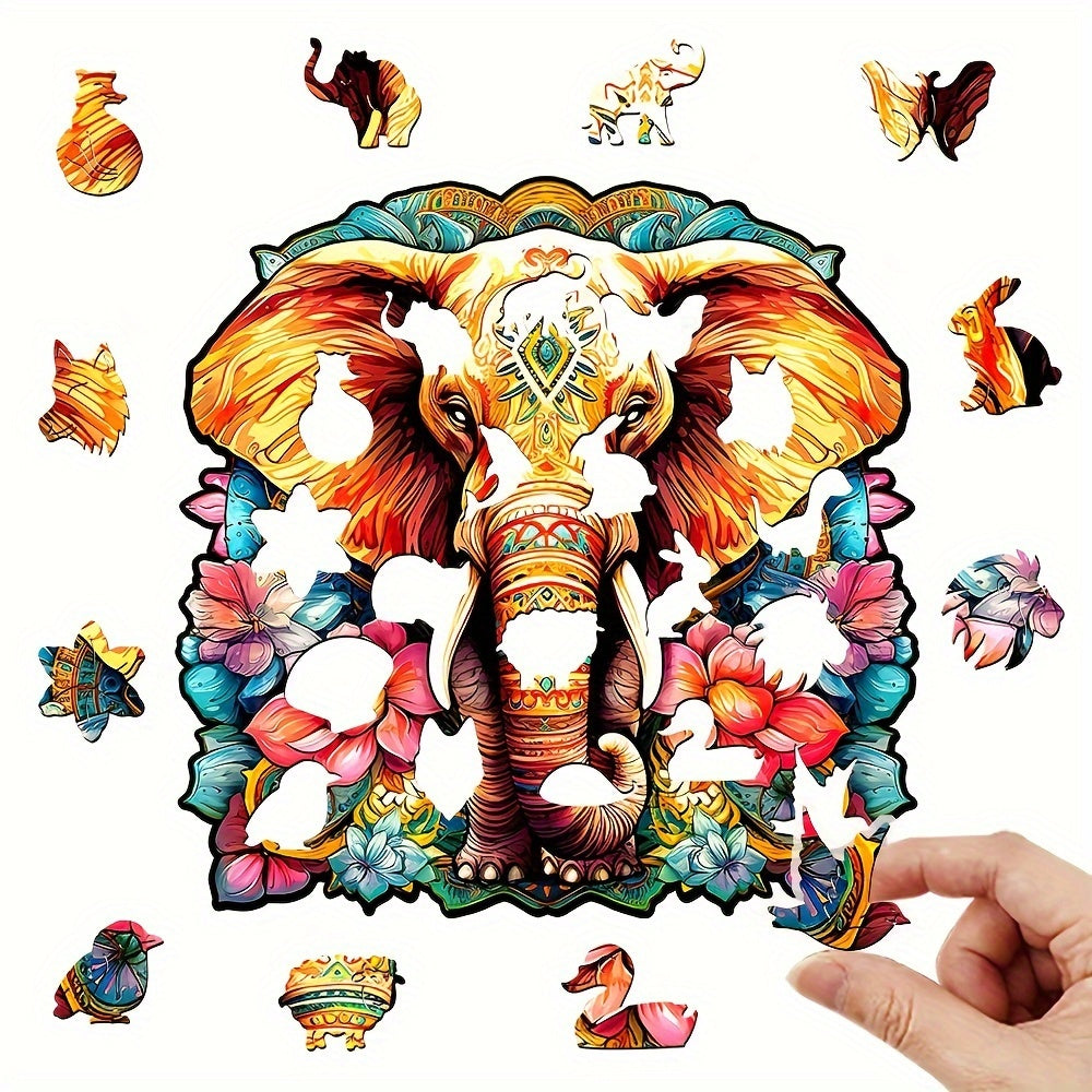 Colorful elephant - Wooden Jigsaw Puzzles - image 1
