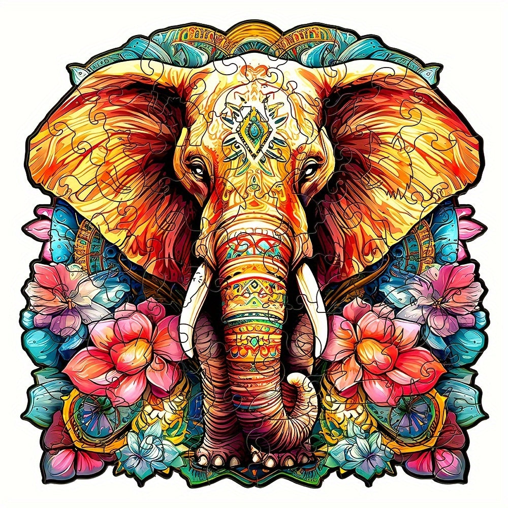 Colorful elephant - Wooden Jigsaw Puzzles - A3  - image 0