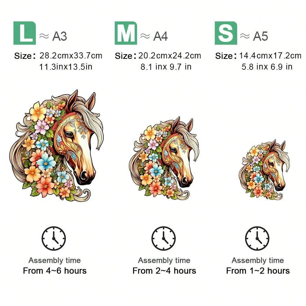 Flower With Horse - Wooden Jigsaw Puzzles - image 3