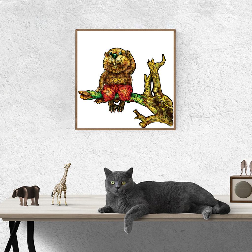 Groundhog ‘Lazy Woodchuck’ - Wooden Jigsaw Puzzle - image 2