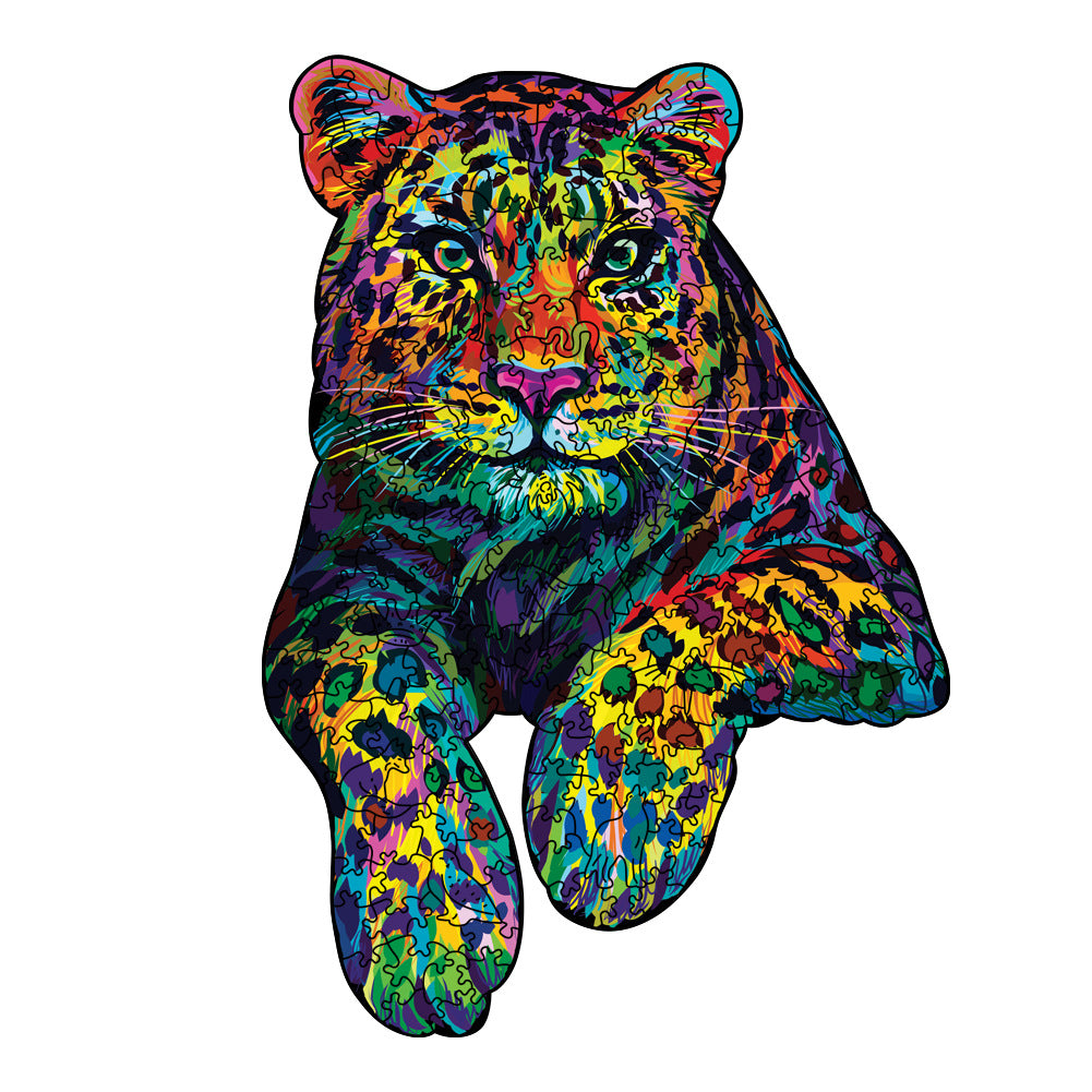 Colorful Leopard - Wooden Jigsaw Puzzle - A3  - Wooden Gift Packaging - image 0