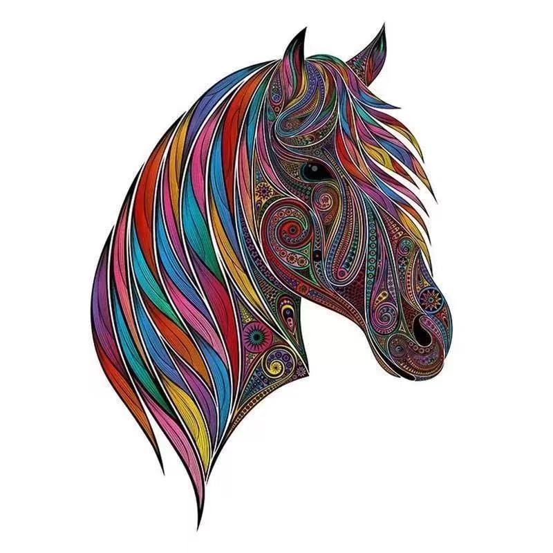 Colorful Horse - Wooden Jigsaw Puzzles - A3  - image 0