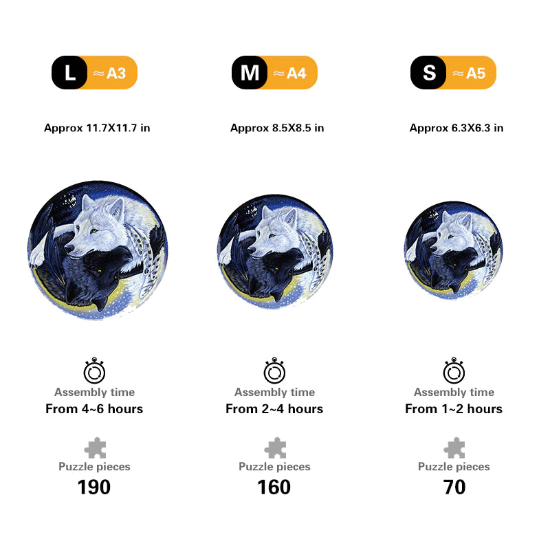 Black and White Wolf - Wooden Jigsaw Puzzles - image 2