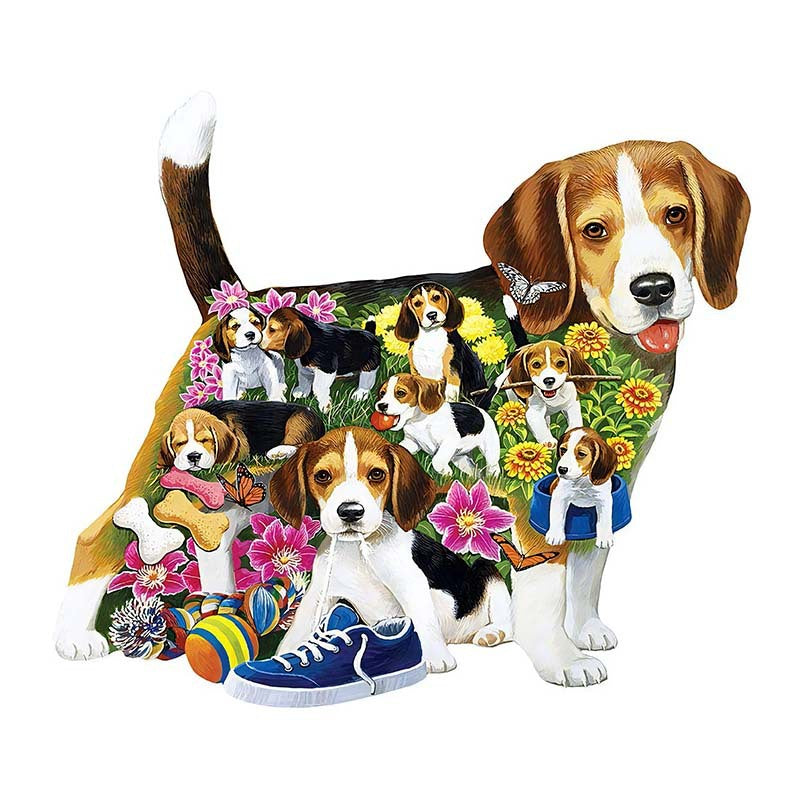 Flower Dog - Wooden Jigsaw Puzzles - A3  - image 0