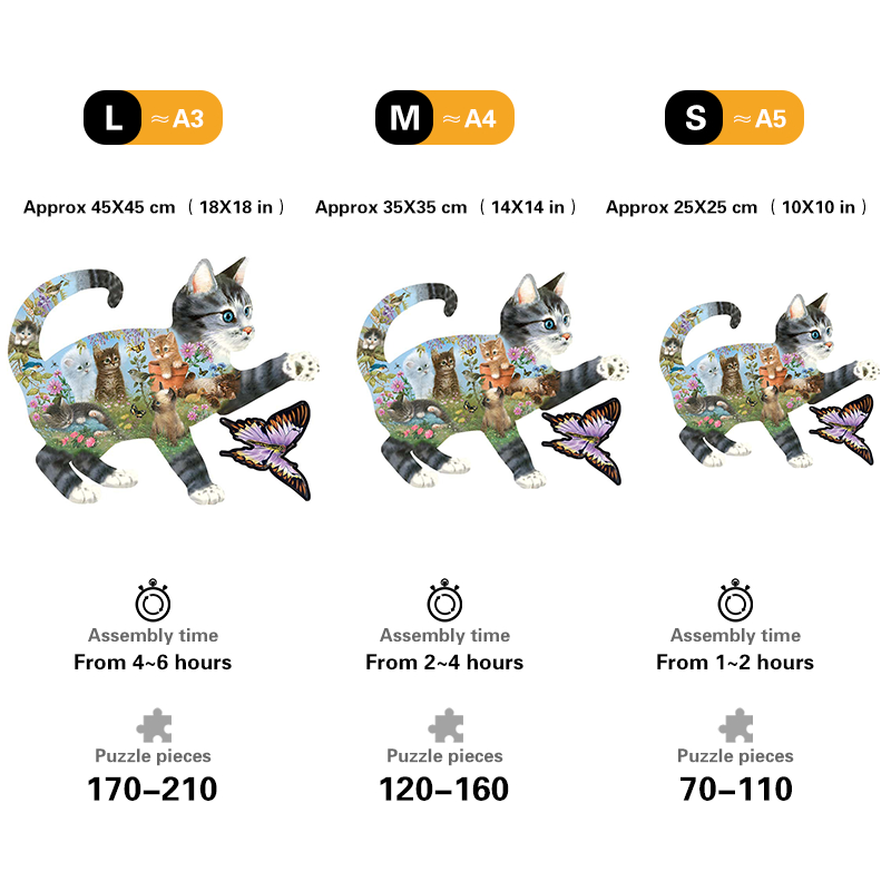Cat Catching Butterfly - Wooden Jigsaw Puzzles - image 1