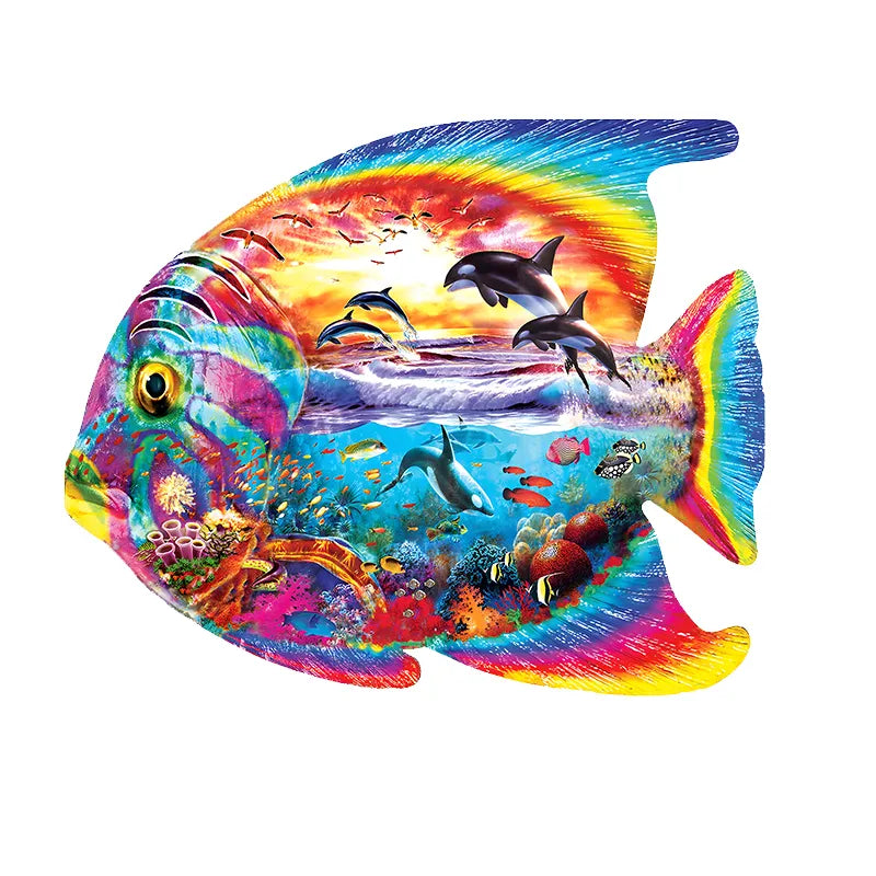 Rainbow Fish - Wooden Jigsaw Puzzles - A3  - Wooden Gift Packaging - image 0