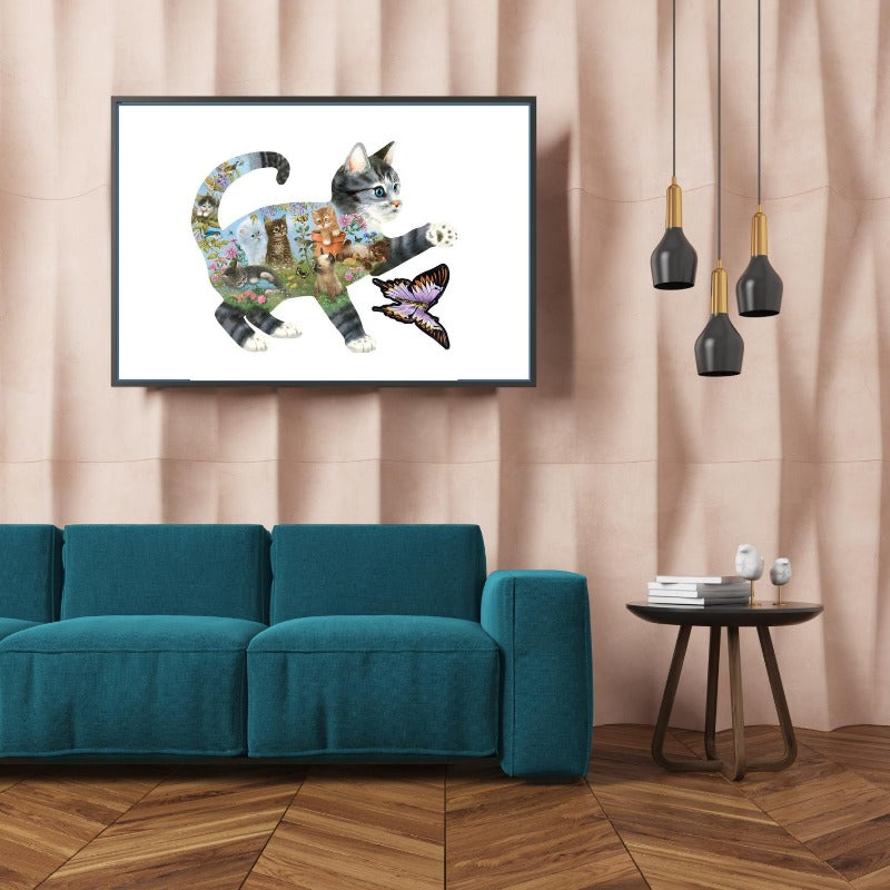Cat Catching Butterfly - Wooden Jigsaw Puzzles - image 3