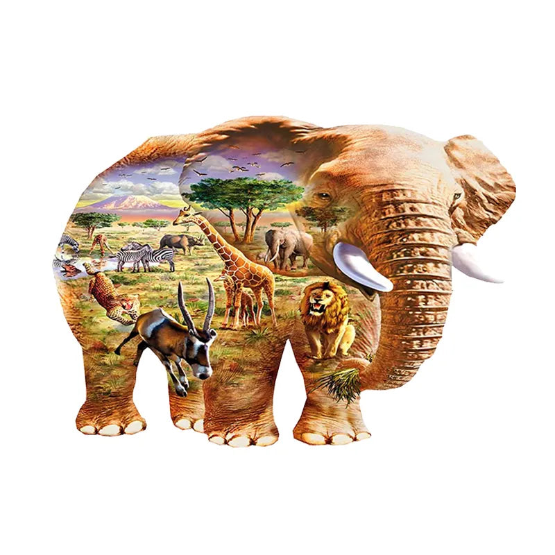 African Elephant - Wooden Jigsaw Puzzles - A3  - image 0