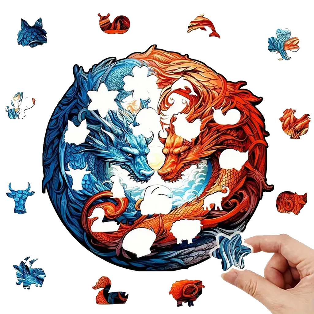 Double Dragons - Wooden Jigsaw Puzzle - image 1