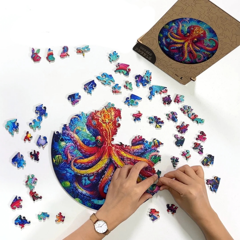 Octopus Vibrant - Wooden Jigsaw Puzzle - image 1