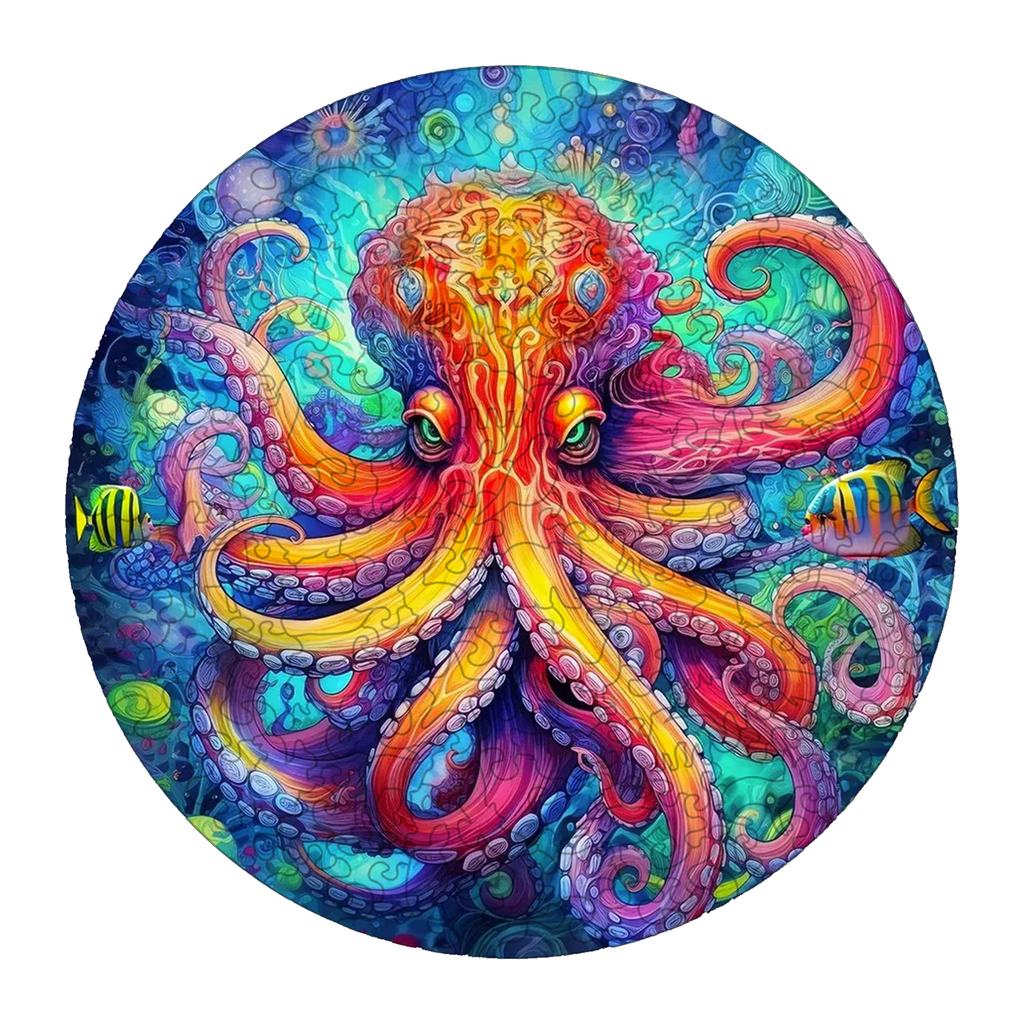 Octopus Vibrant - Wooden Jigsaw Puzzle - A3  - Wooden Gift Packaging - image 0