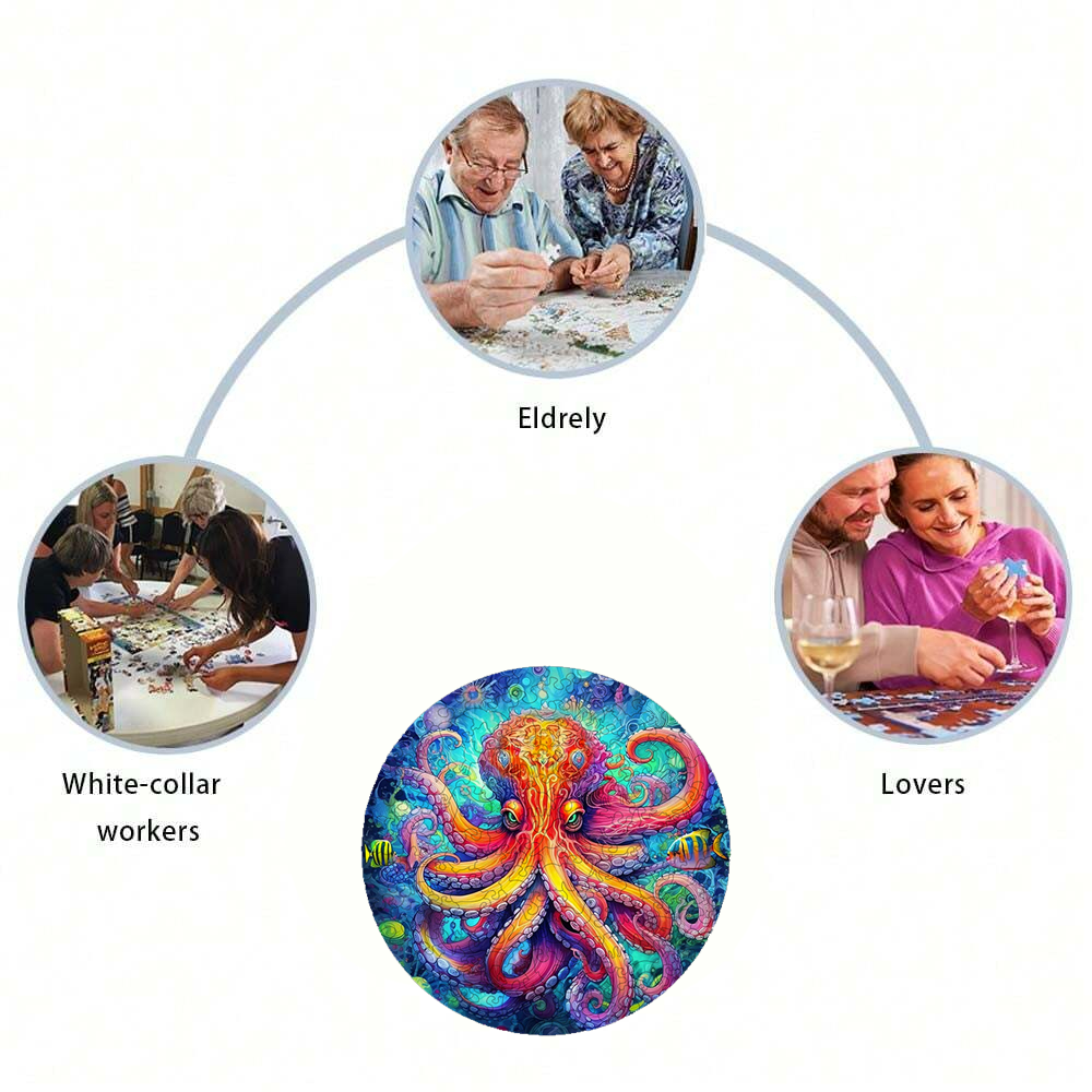 Octopus Vibrant - Wooden Jigsaw Puzzle - image 3