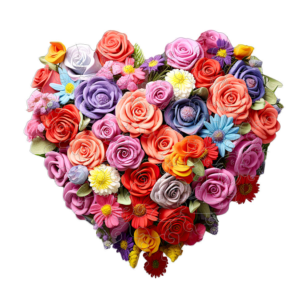 Heart Rose - Wooden Jigsaw Puzzle - A3 - image 0