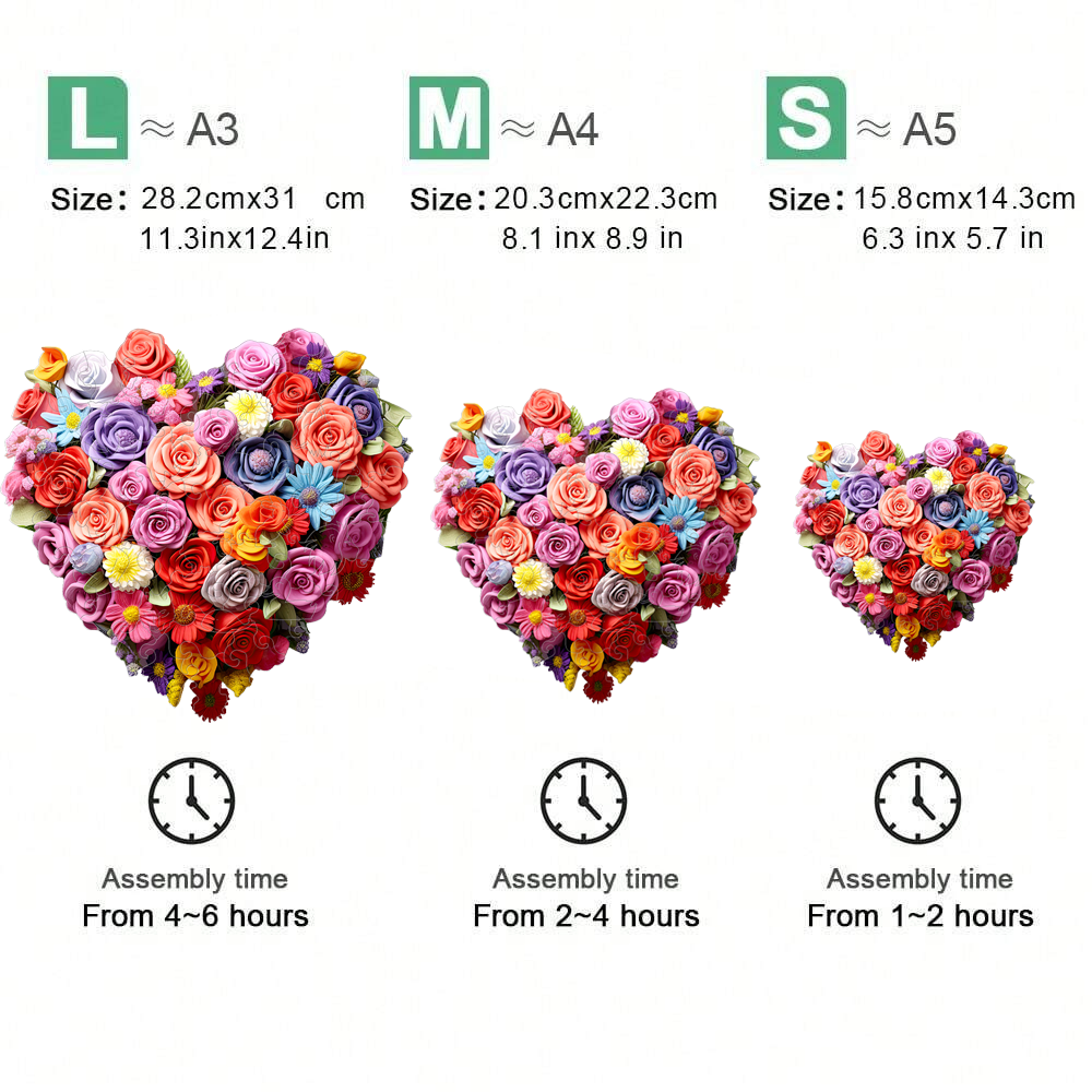 Heart Rose - Wooden Jigsaw Puzzle - image 1