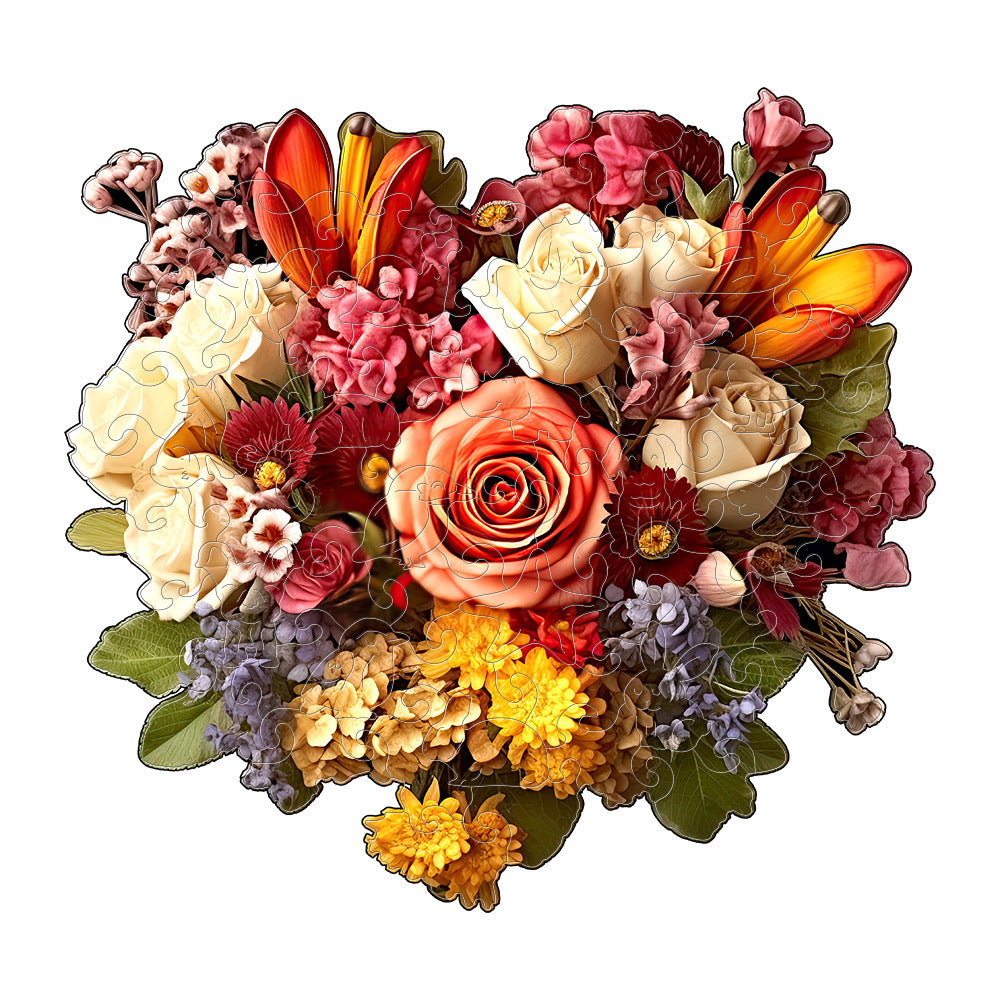 Heart Rose - Wooden Jigsaw Puzzle - A3 - image 0