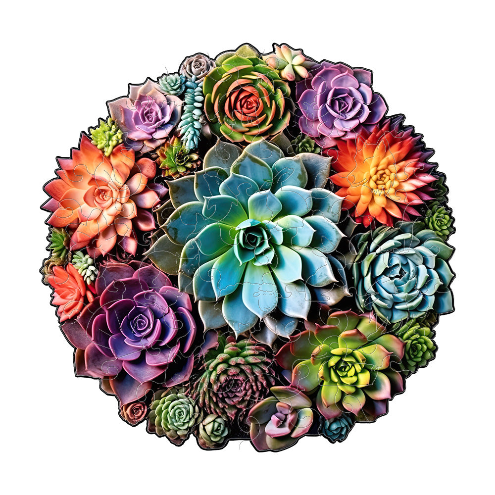 Succulent Plants - Wooden Jigsaw Puzzle - A3 - image 0