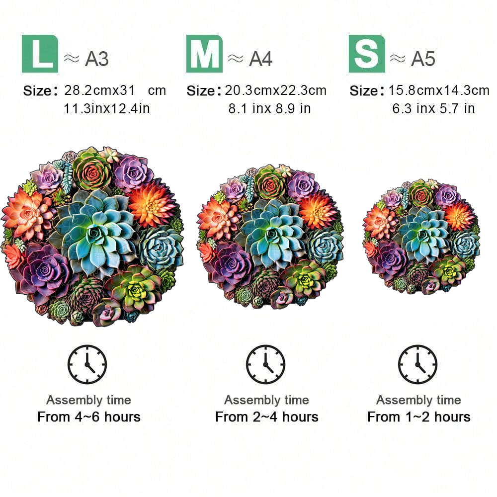 Succulent Plants - Wooden Jigsaw Puzzle - image 1