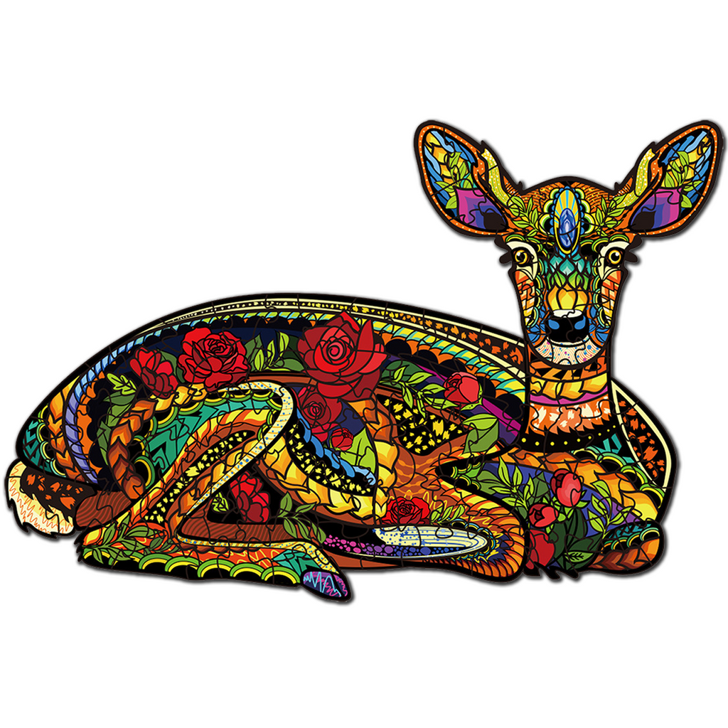 Colourful Sika Deer - Wooden Jigsaw Puzzle - L (300pcs) - image 0