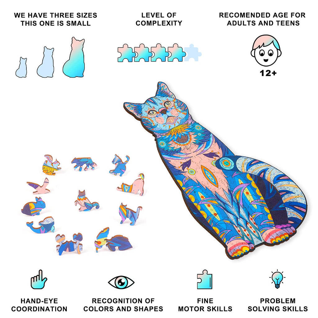 Blue Cat - Wooden Jigsaw Puzzle - image 2