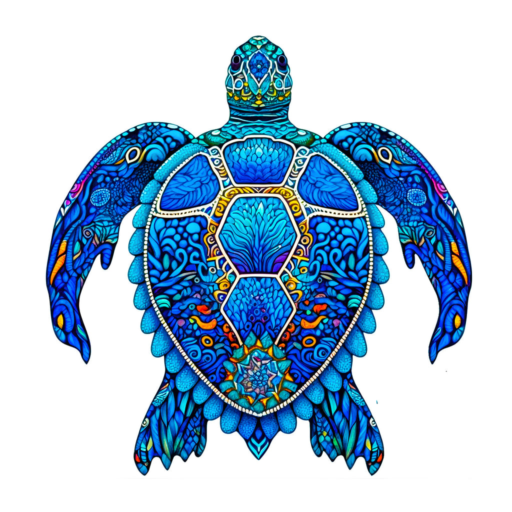 Blue Turtle - Wooden Jigsaw Puzzles - A3  - image 0
