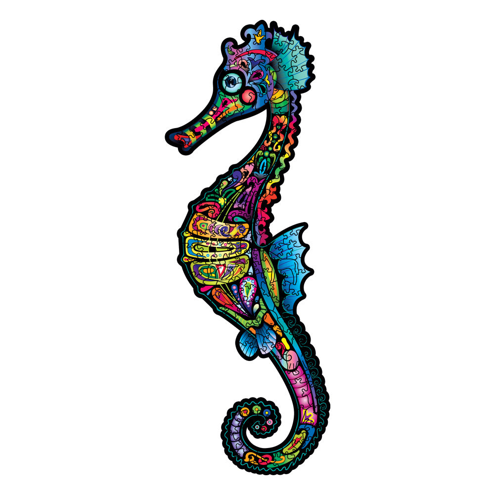 Neon Long Snouted Seahorse - Wooden Jigsaw Puzzle - A3  - Wooden Gift Packaging - image 0