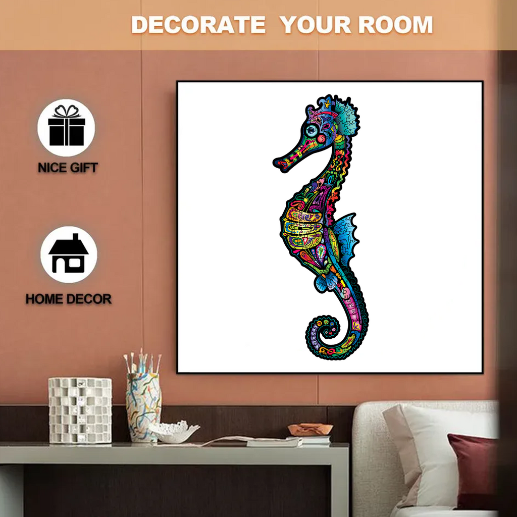 Neon Long Snouted Seahorse - Wooden Jigsaw Puzzle - image 2