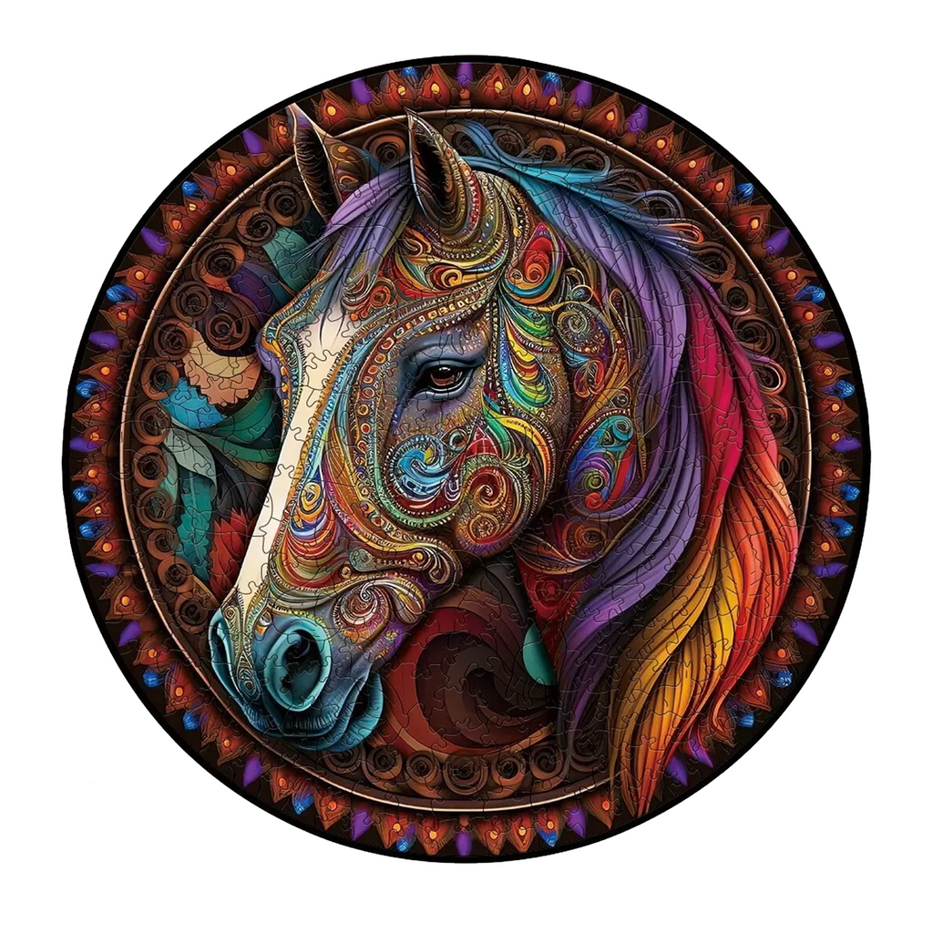 Mandala Horse - Wooden Jigsaw Puzzle - A3  - Carton Packaging - image 0